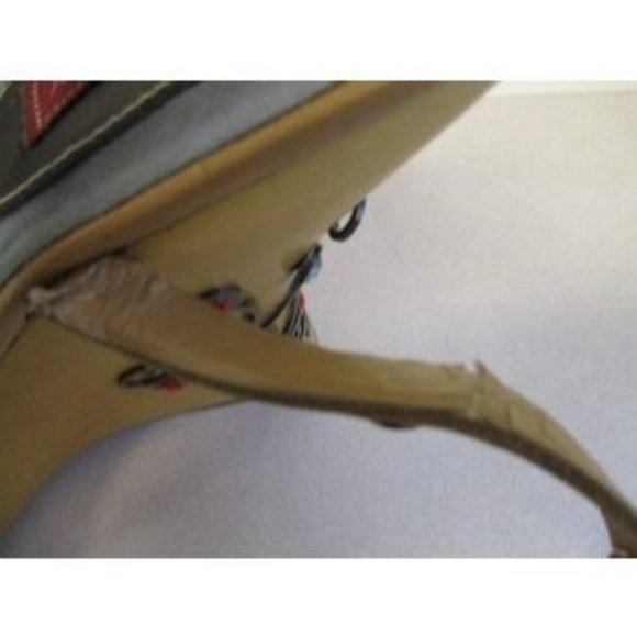 *Lisa and Vicky Wooden Wedge Blue Felt Jeweled Platforms - Picture 6 of 9